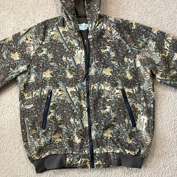 Vintage 80s Bushlan South Texas Camouflage Canvas Hooded Jacket Size Medium - Picture 3 of 6